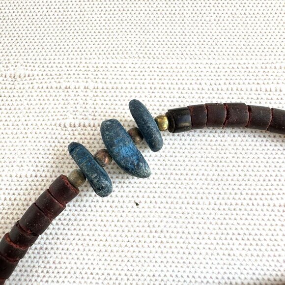 Tagua Nut and Kyanite Bead Necklace 24" - Picture 4 of 13